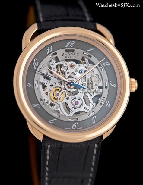 hermes arceau squelette skeleton brown dial watch|arceau squelette watch.